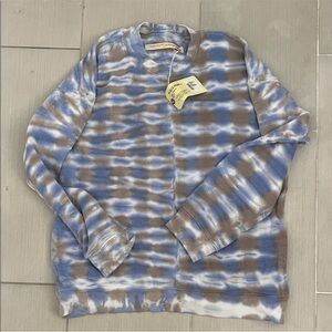 Raquel Allegra Tie-Dye Crew Neck Sweater in Blue and Brown